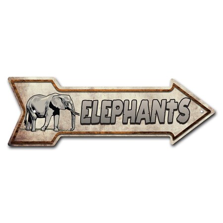 Signmission Elephants Arrow Sign Funny Home Decor 36in Wide P-ARROW12-999882